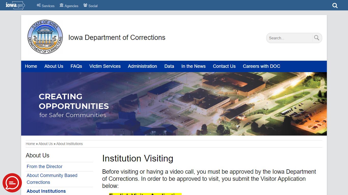 Institution Visiting | Iowa Department of Corrections