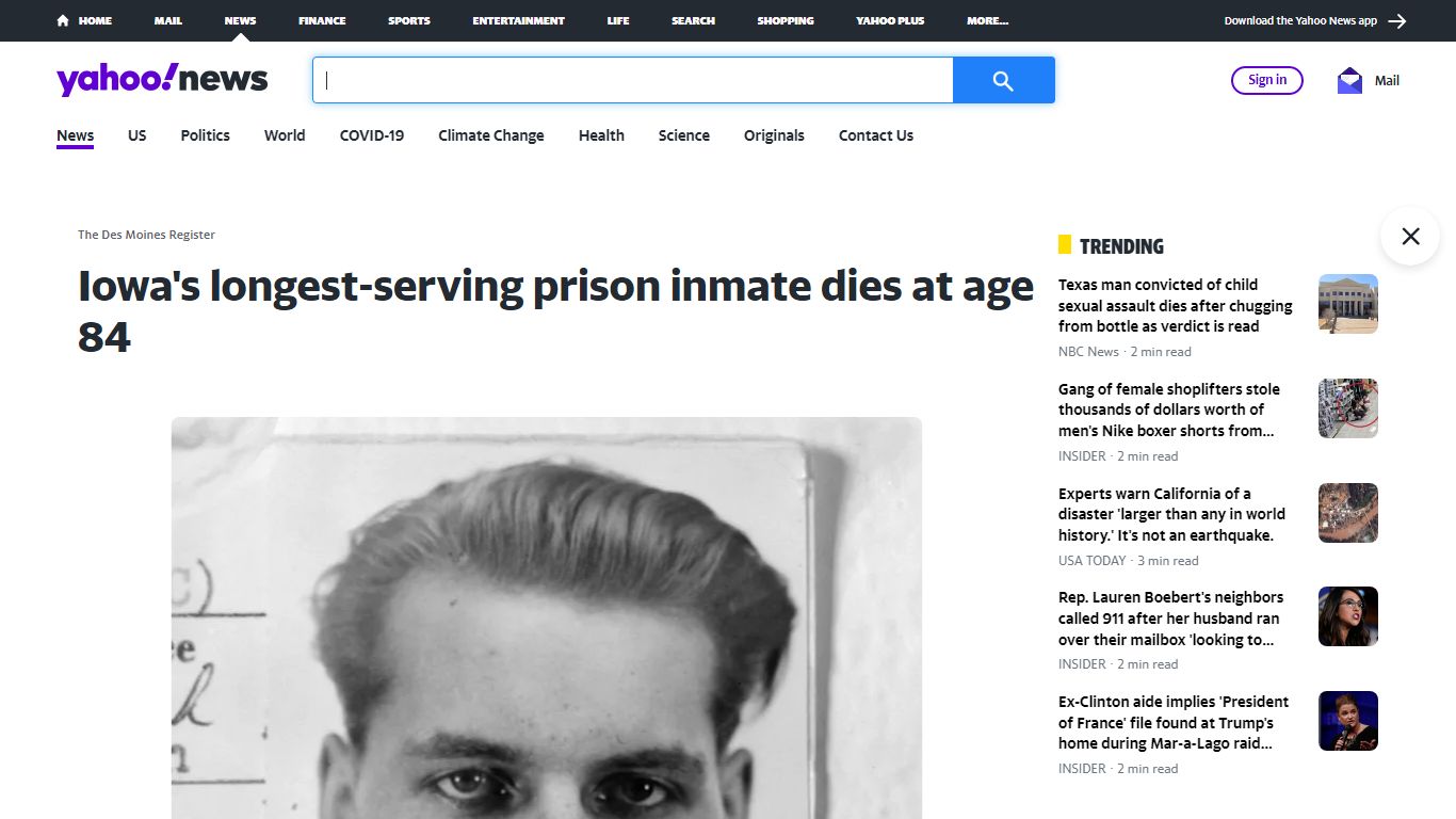 Iowa's longest-serving prison inmate dies at age 84